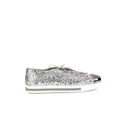 Gümüş Simli Önü Gümüş Droglu Maskeretli Sneaker Ayakkabı