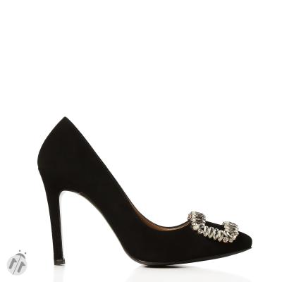 Siyah Süet Taşlı Tokalı Stiletto Ayakkabı(A-198)