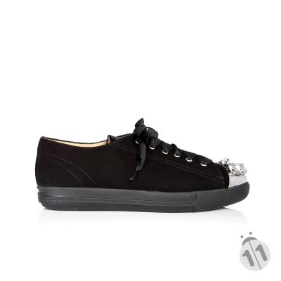 Siyah Süet Burnu Taşlı Sneaker Ayakkabı(a-92)