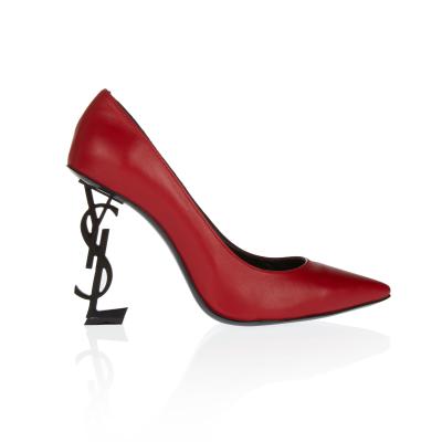 Kırmızı Deri Siyah Harfli Çelik Topuklu Ayakkabı(a-775)