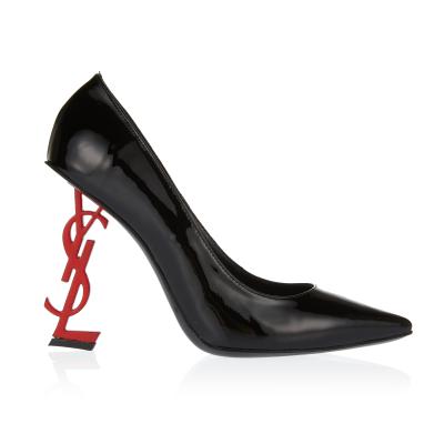 Siyah Rugan Kırmızı Harfli Çelik Topuklu Ayakkabı(a-775)